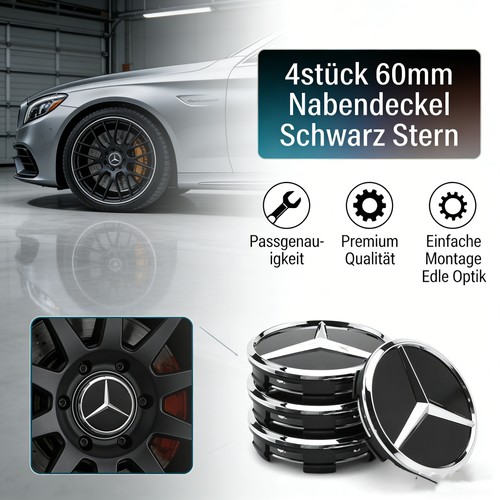 60mm nabenkappen schwarz - 4x,
